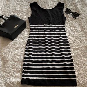 Bar III black and white body con dress